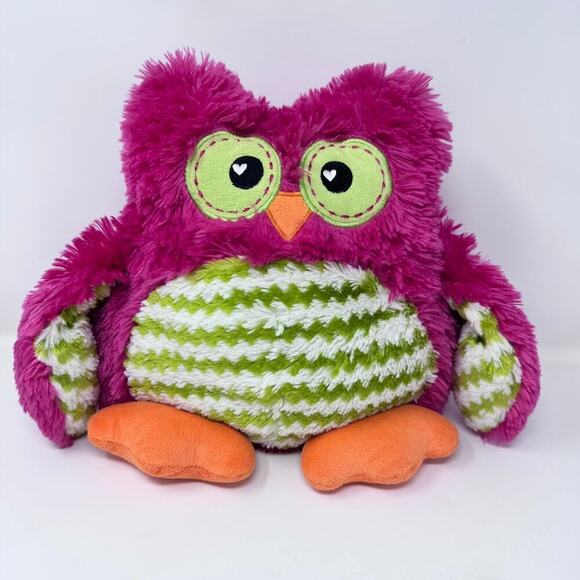 Dan Dee Collector's Choice Owl Plush Pink Green White Chevron Heart Shaped Eyes - Picture 1 of 12